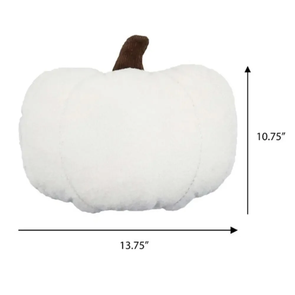Set of 2 Fall Harvest Off White Plush Pumpkin Couch Throw Pillows